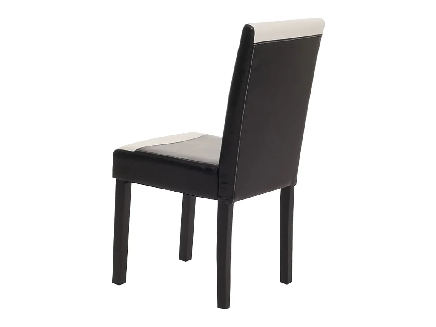 Juego de 6 sillas de comedor Littau de piel sintética, polipiel, blanco y negro, patas oscuras