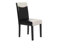 Juego de 6 sillas de comedor Littau de piel sintética, polipiel, blanco y negro, patas oscuras