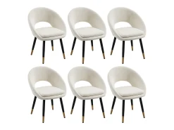 Juego de 6 sillas de comedor - 59 x 59 x 77,5 cm - para comedores/salones/cafeterías - Estilo moderno - terciopelo - beige