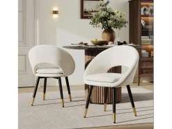 Juego de 6 sillas de comedor - 59 x 59 x 77,5 cm - para comedores/salones/cafeterías - Estilo moderno - terciopelo - beige