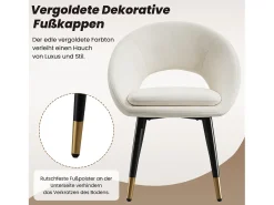 Juego de 6 sillas de comedor - 59 x 59 x 77,5 cm - para comedores/salones/cafeterías - Estilo moderno - terciopelo - beige