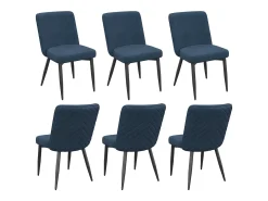 Juego de 6 sillas de comedor - 63 x 48 x 85 cm - para comedores/salones/cafeterías - Estilo moderno - terciopelo - azul oscuro