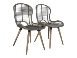 Juego de 4 Sillas de comedor ratán marrón natural ES896458