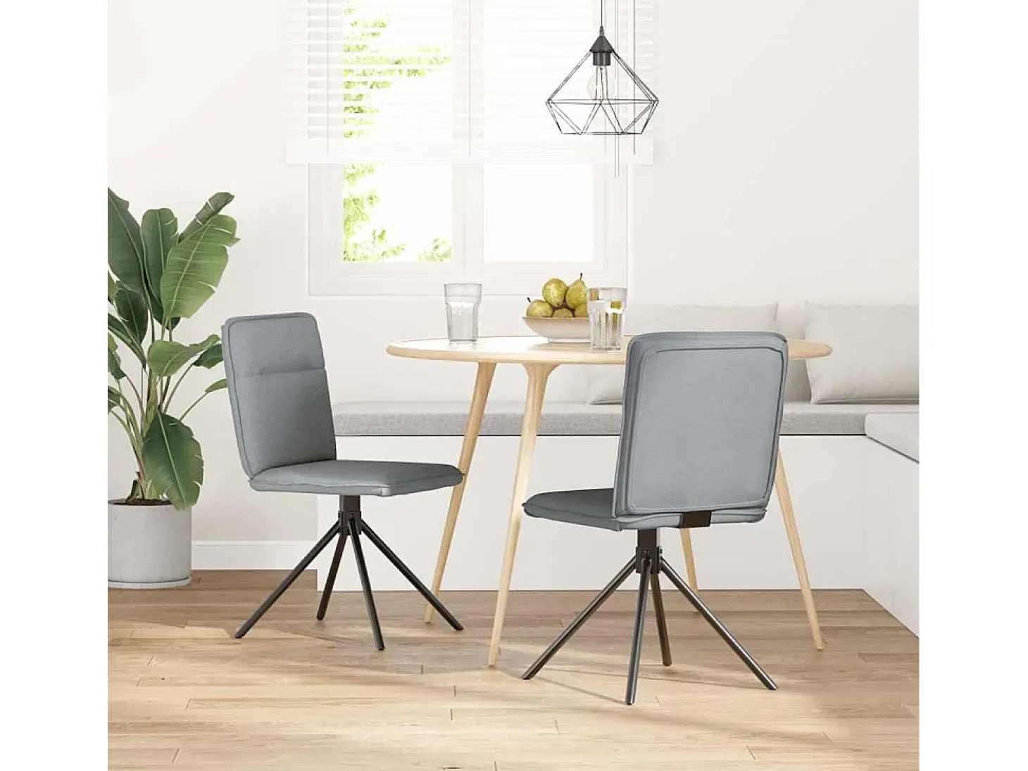 Juego de 2 sillas de comedor de tela gris claro