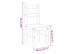 Juego de 2 sillas de comedor gris 40x46x99 cm madera maciza de pino