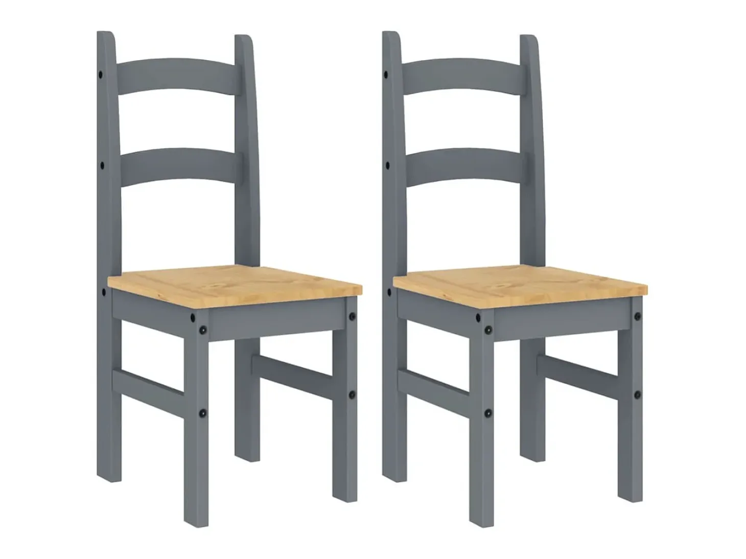 Juego de 2 sillas de comedor gris 40x46x99 cm madera maciza de pino