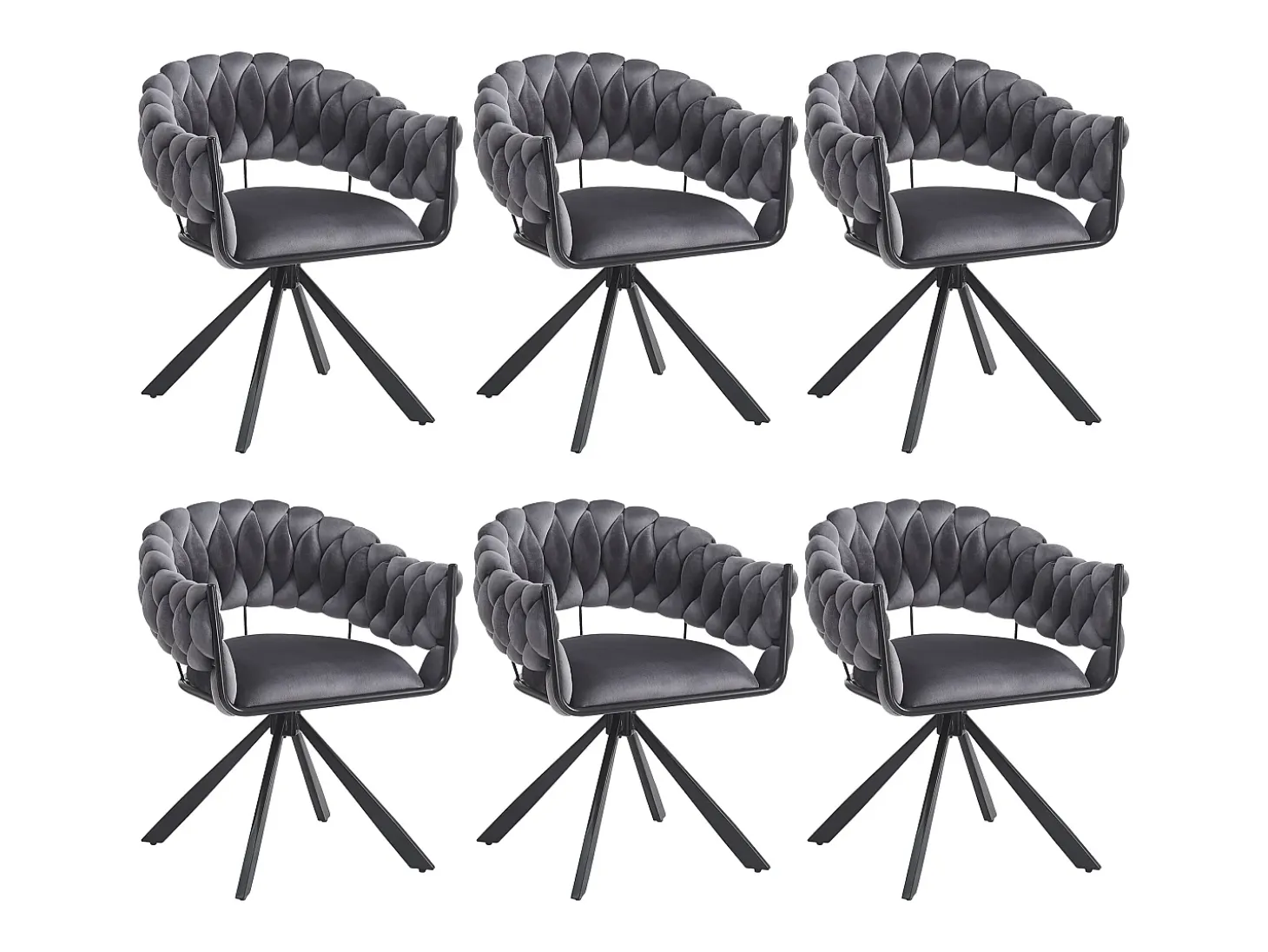 Juego de 6 sillas de comedor - 64 x 54 x 77 cm - Silla de tocador - Patas de garra ajustables - Terciopelo - Gris
