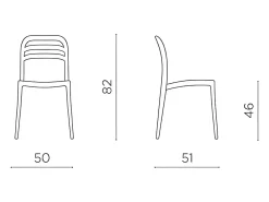 Juego de 4 sillas de comedor amarillo "Guapa" en polipropileno cm 50x51 82h