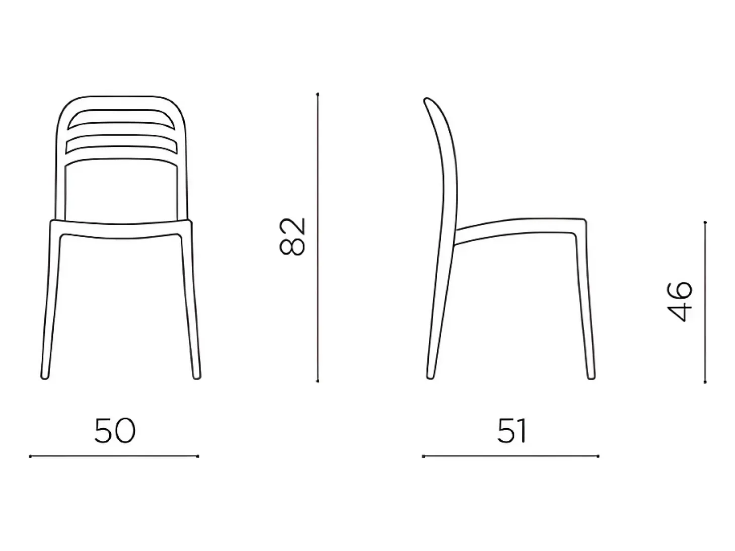 Juego de 4 sillas de comedor amarillo "Guapa" en polipropileno cm 50x51 82h