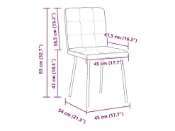 Juego de 2 sillas de comedor de terciopelo azul