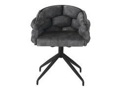 Juego de 2 sillas de comedor giratorias con respaldo y estructura de metal negro - terciopelo gris