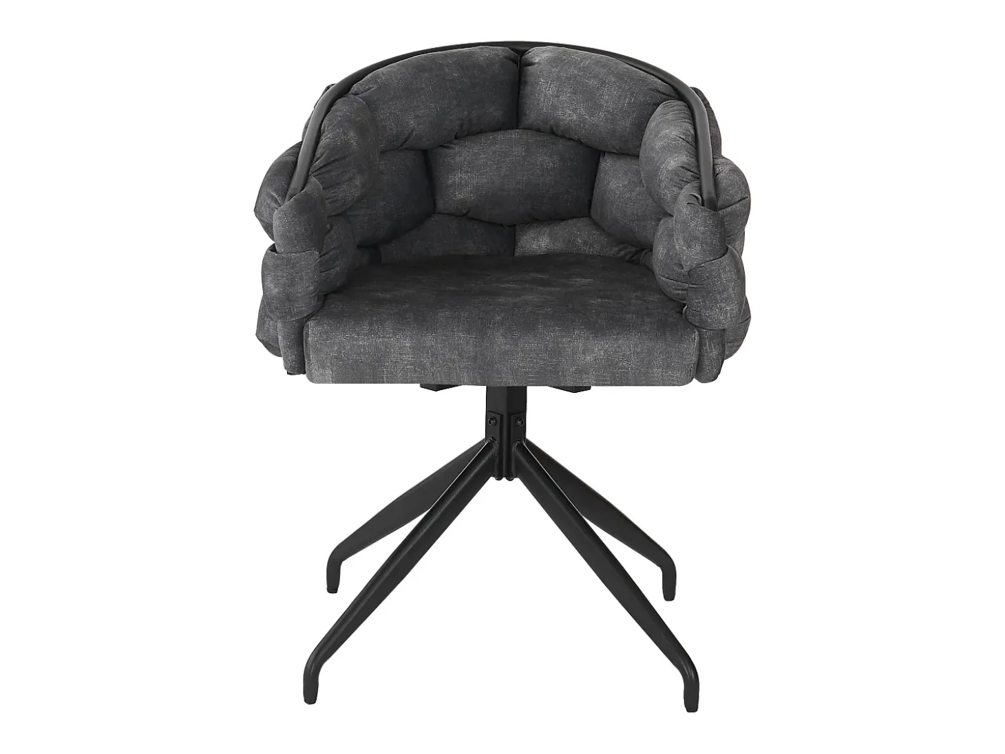 Juego de 2 sillas de comedor giratorias con respaldo y estructura de metal negro - terciopelo gris