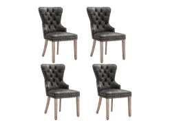 Juego de 4 sillas de comedor - silla tapizada con patas ajustables - terciopelo gris - para dormitorio y salón