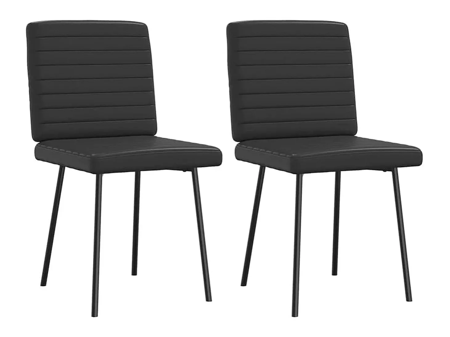 Juego de 2 sillas de comedor de piel sintética negra