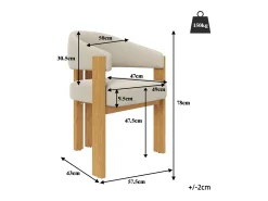 Juego de 6 sillas de comedor ergonómicas - 57,5 x 43 x 78 cm - con acolchado y patas de hierro - Franela - beige y natural