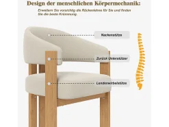 Juego de 6 sillas de comedor ergonómicas - 57,5 x 43 x 78 cm - con acolchado y patas de hierro - Franela - beige y natural