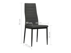Juego de 6 sillas de comedor de tela gris oscuro