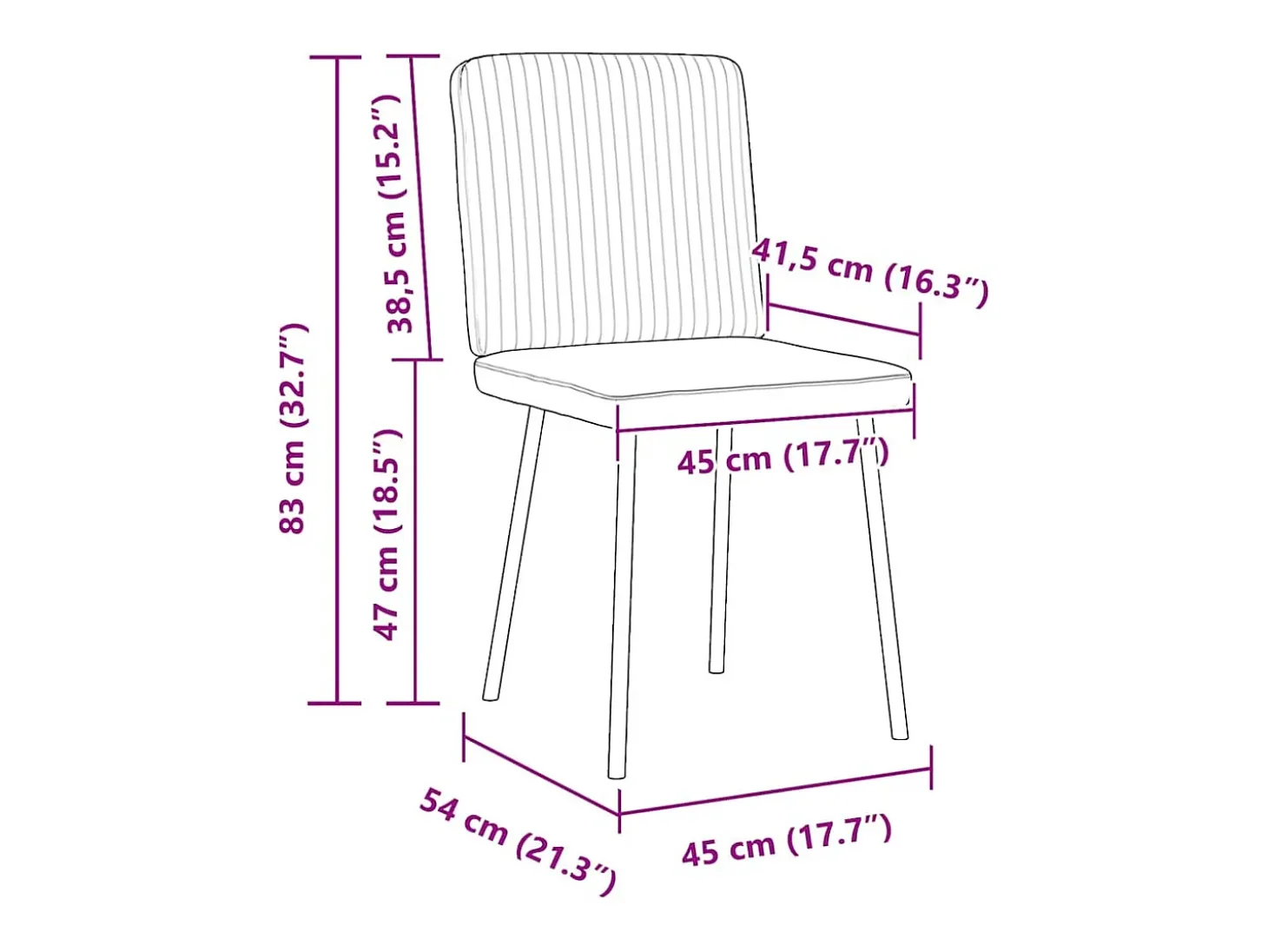 Juego de 2 sillas de comedor de terciopelo gris oscuro