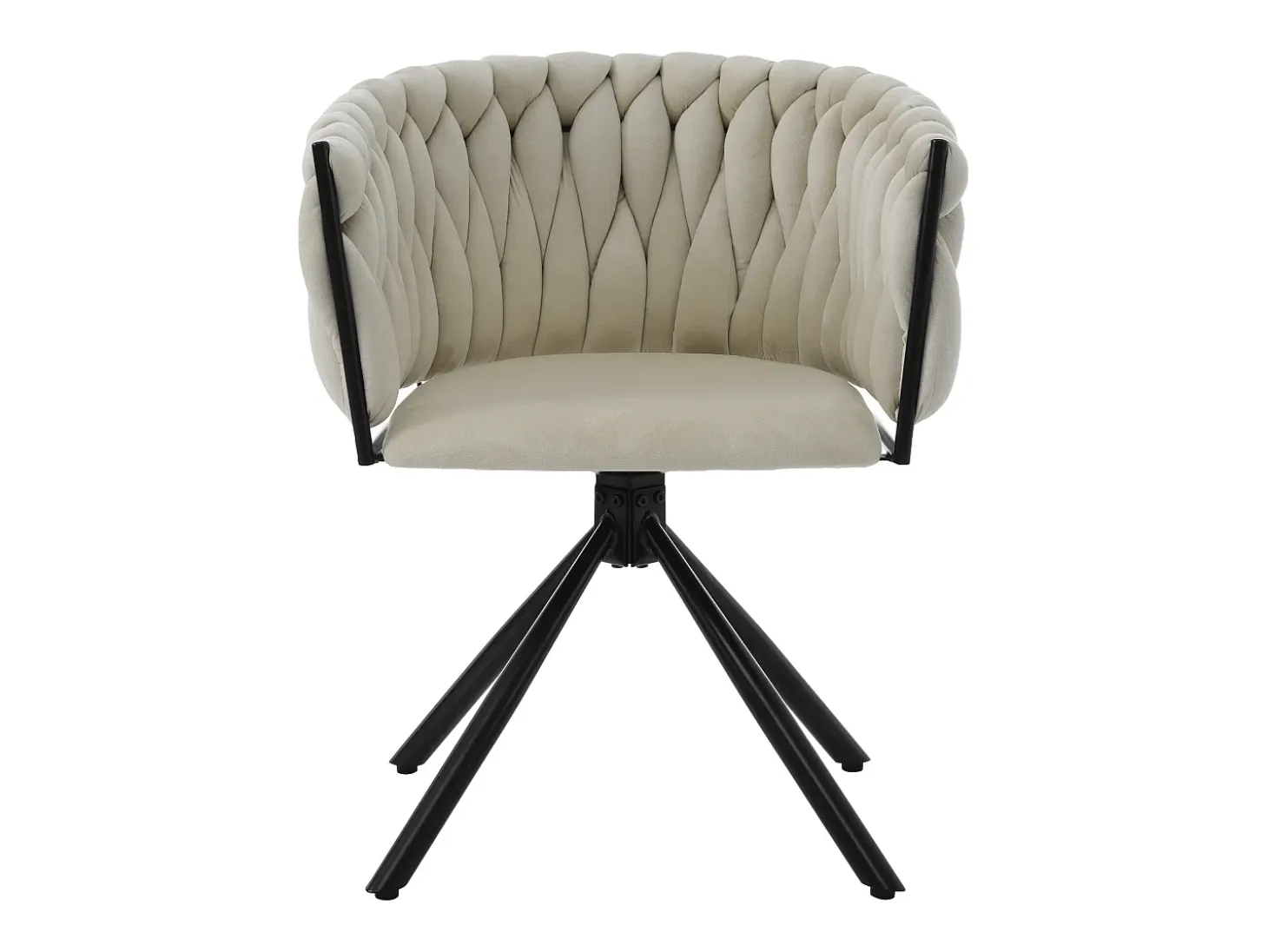 Juego de 4 sillas de comedor de terciopelo, sillón giratorio, diseño elegante, estructura de metal, beige (L 62 x An 60 x Al 57 cm)