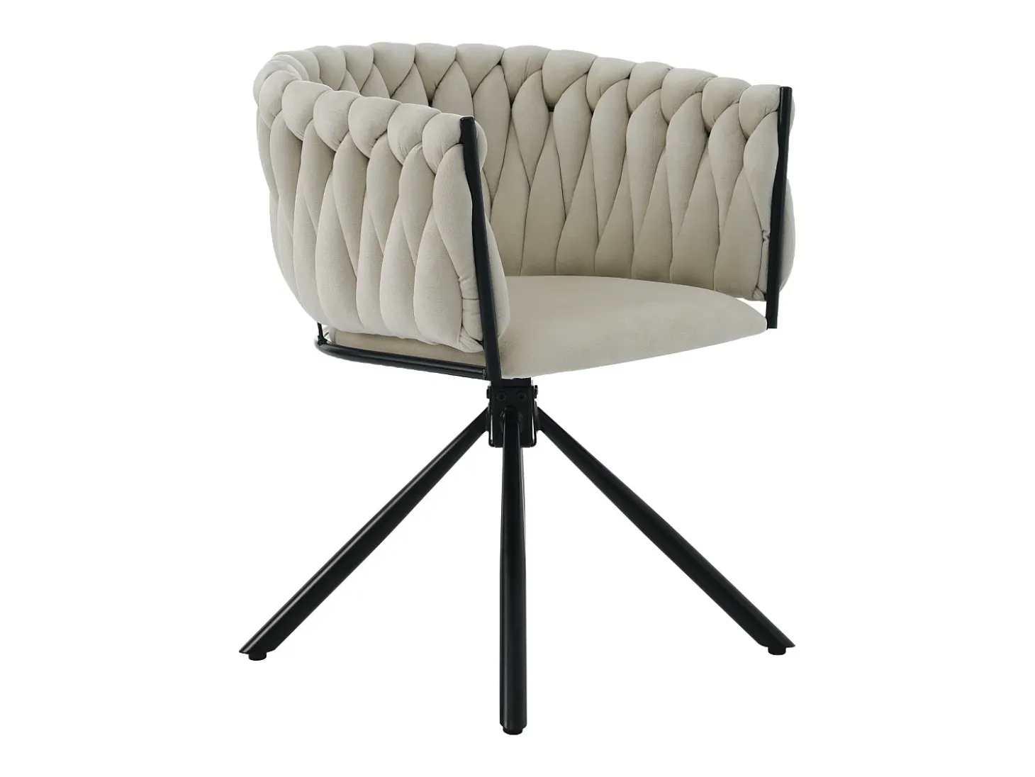 Juego de 4 sillas de comedor de terciopelo, sillón giratorio, diseño elegante, estructura de metal, beige (L 62 x An 60 x Al 57 cm)