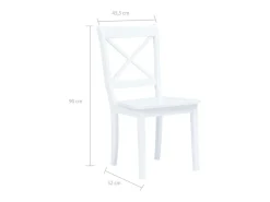 Juego de 2 sillas de comedor de madera maciza de caucho blanca