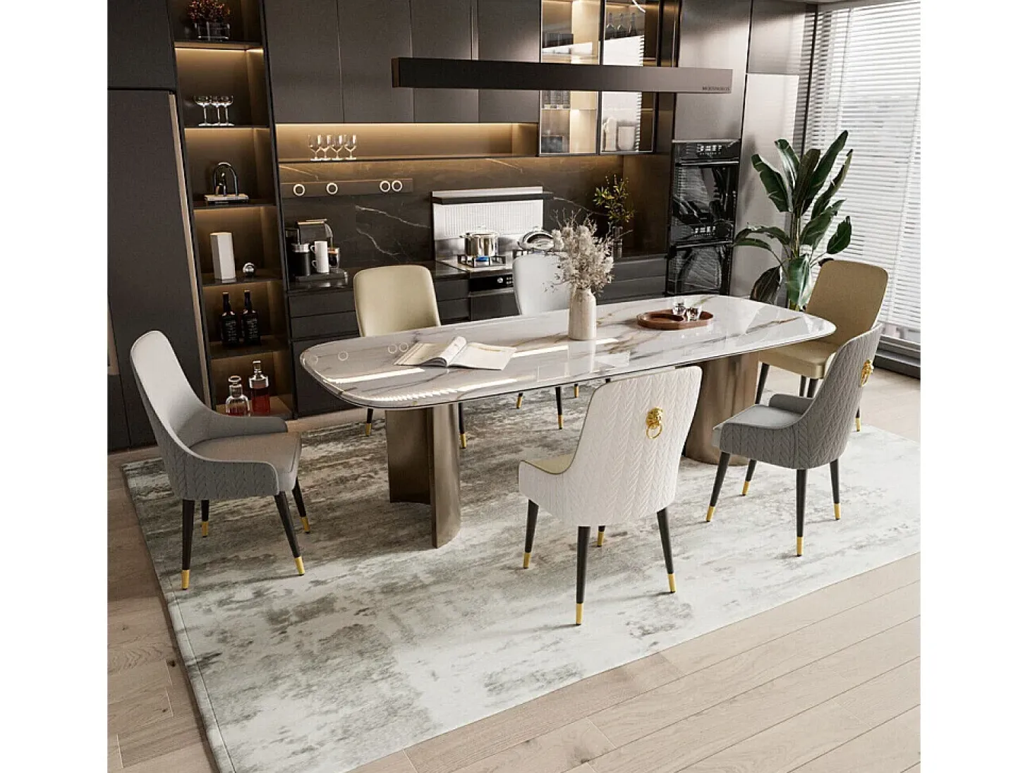 Juego de 2 sillas de comedor beige de cocina en cuero, capacidad de carga 150 kg, 43.5x43.5x90cm