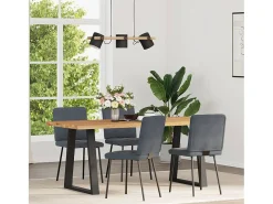 Juego de 4 sillas de comedor en terciopelo gris oscuro