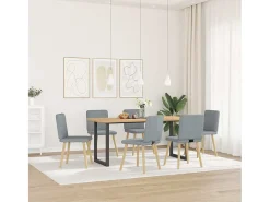Juego de 6 sillas de comedor de tela gris claro