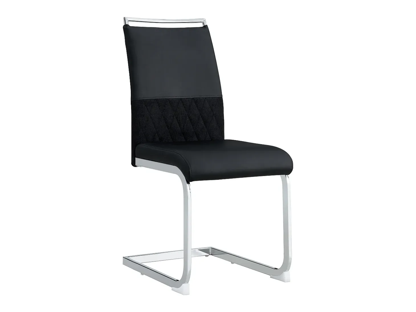 Juego de 2 sillas de comedor con respaldo alto de cuero sintético y lino, tachuelas decorativas, metal y terciopelo negro (42 x 45 x 83,7 cm)