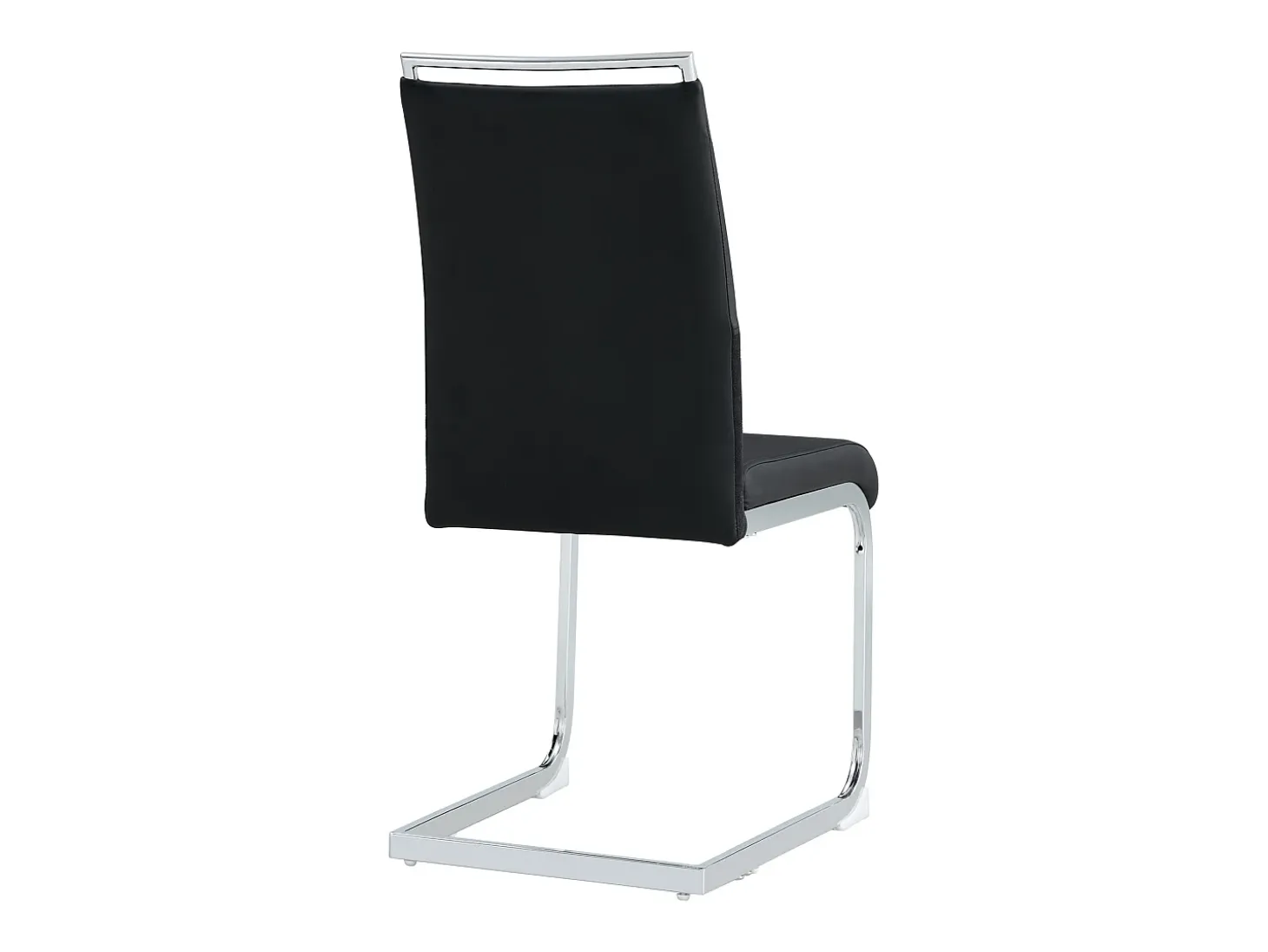 Juego de 2 sillas de comedor con respaldo alto de cuero sintético y lino, tachuelas decorativas, metal y terciopelo negro (42 x 45 x 83,7 cm)