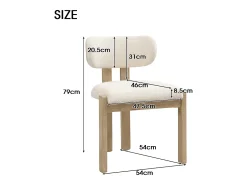 Juego de 4 sillas de comedor de madera maciza - 54 x 54 x 79 cm - Estilo moderno - madera rizada - beige + natural