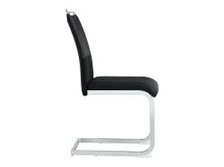 Juego de 6 sillas de comedor modernas, respaldo de piel sintética y lino, respaldo alto tapizado, diseño de rayas horizontales, color negro.