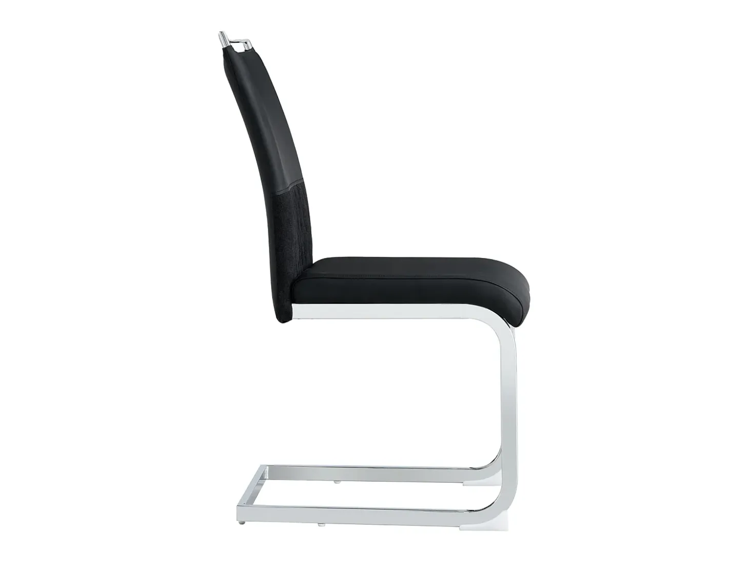 Juego de 6 sillas de comedor modernas, respaldo de piel sintética y lino, respaldo alto tapizado, diseño de rayas horizontales, color negro.