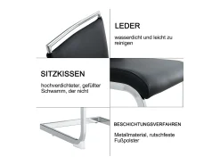 Juego de 6 sillas de comedor modernas, respaldo de piel sintética y lino, respaldo alto tapizado, diseño de rayas horizontales, color negro.