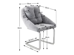 Juego de 2 sillas de comedor - terciopelo gris - Sillas con respaldo acolchado y patas arqueadas plateadas