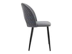 Juego de 6 sillas de comedor, diseño tapizado con respaldo, terciopelo, estructura de metal, patas ajustables, patrón de rombos, color gris.