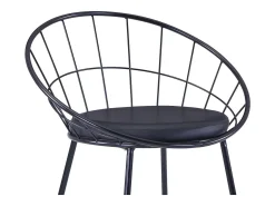 Juego de 4 sillas de comedor de piel sintética y acero negro