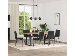 Juego de 6 sillas de comedor de piel sintética negra