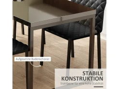 Juego de 4 sillas de comedor, sillas de cocina tapizadas con patas de acero, color negro