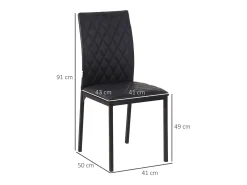 Juego de 4 sillas de comedor, sillas de cocina tapizadas con patas de acero, color negro