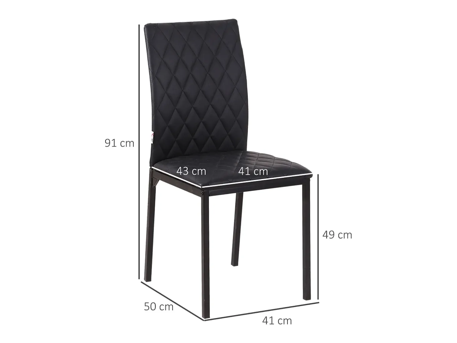 Juego de 4 sillas de comedor, sillas de cocina tapizadas con patas de acero, color negro