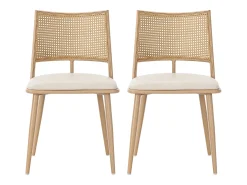 Juego de 2 sillas de comedor - 50 x 48 x 80 cm - asiento de poliuretano - respaldo de ratán - ratán - beige