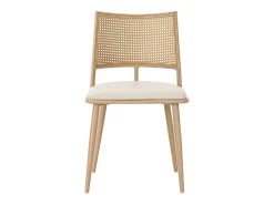 Juego de 2 sillas de comedor - 50 x 48 x 80 cm - asiento de poliuretano - respaldo de ratán - ratán - beige