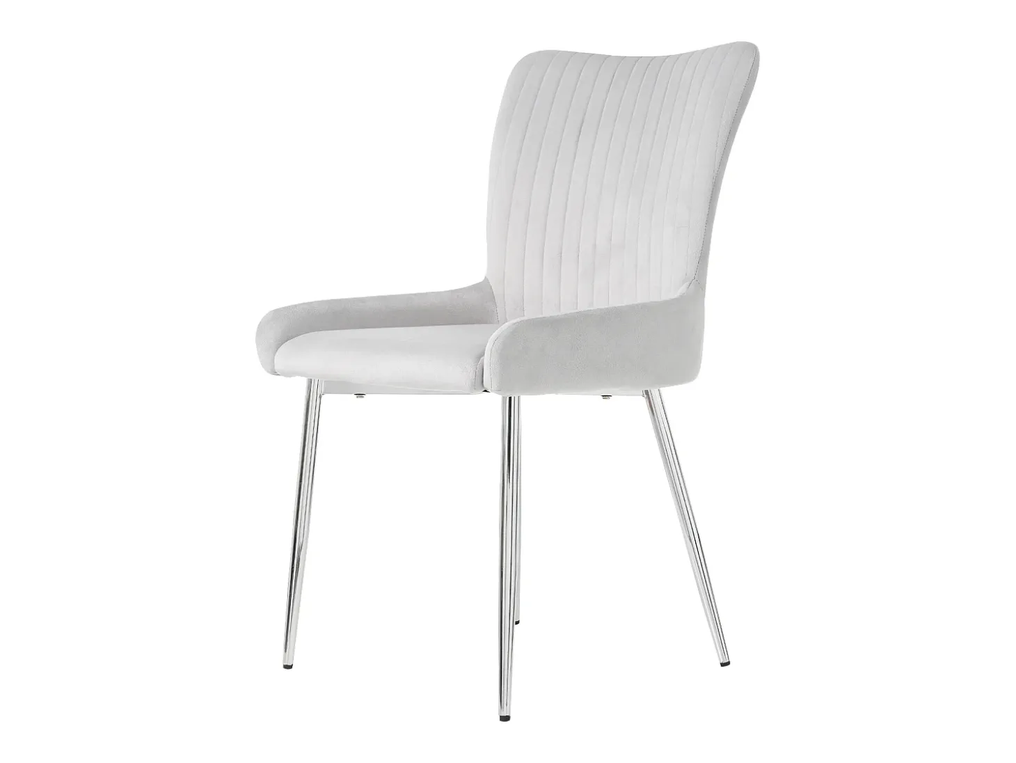 Juego de 2 sillas de comedor de terciopelo, diseño de lujo, con soporte lumbar y patas de metal plateado, color gris.