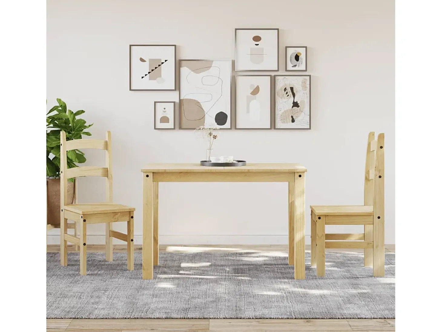 Juego de 2 Sillas de comedor madera maciza de pino 40x46x99 cm ES608452