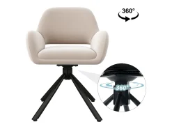 Juego de 4 sillas de comedor giratorias en terciopelo - 60 x 60 x 80 cm - con reposabrazos - beige