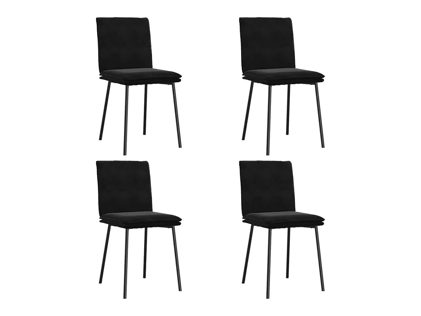 Juego de 4 sillas de comedor de terciopelo negro