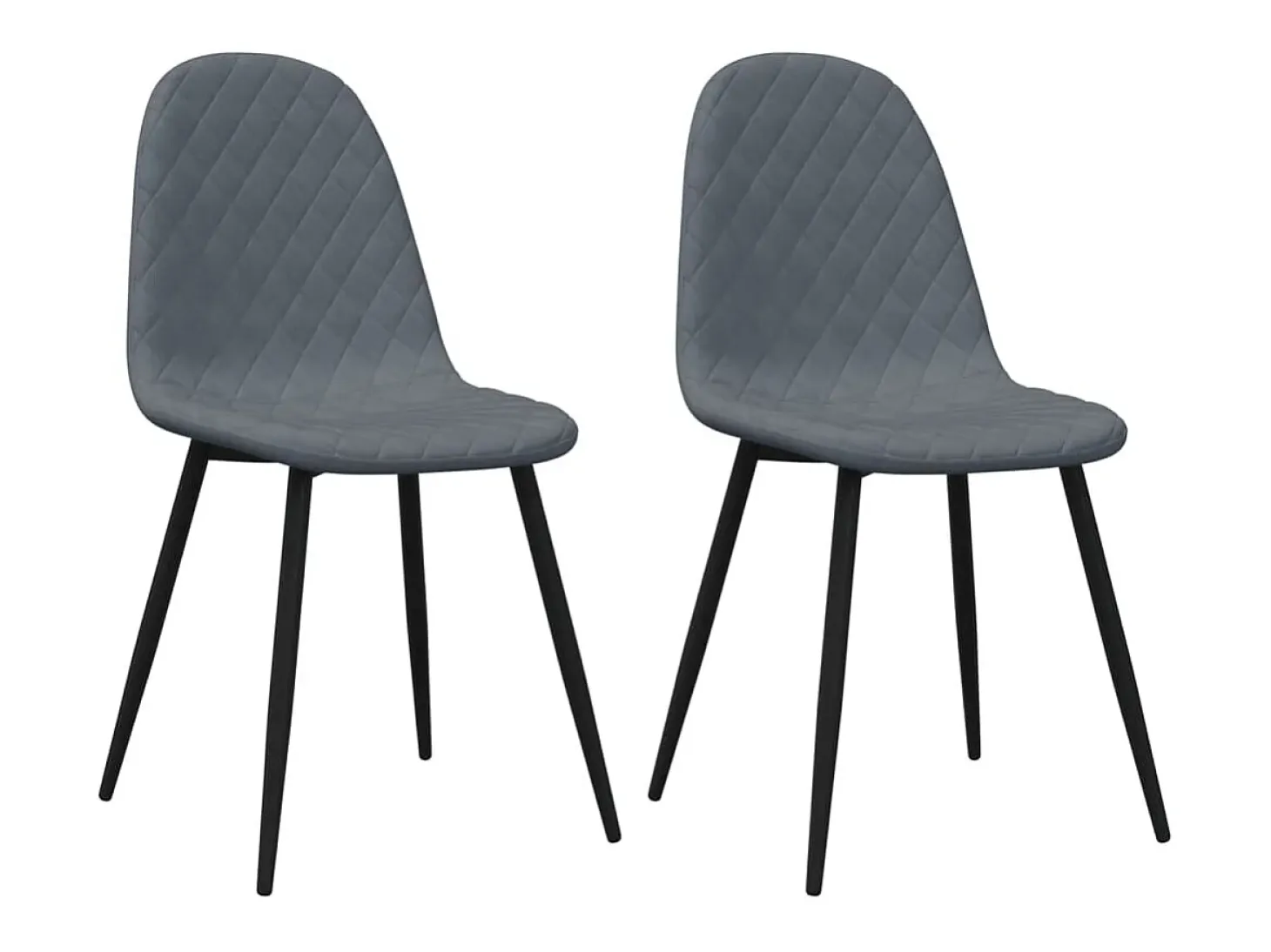 Juego de 2 sillas de comedor de terciopelo gris oscuro