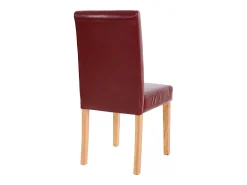 Juego de 6 sillas de comedor Littau de piel sintética, polipiel, marrón rojizo, patas claras