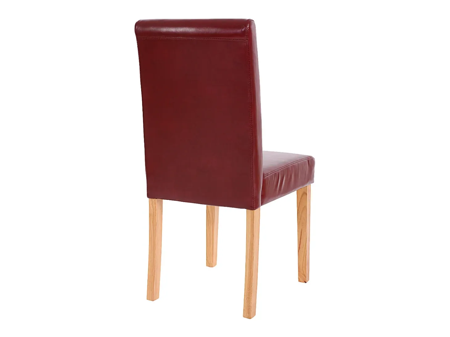 Juego de 6 sillas de comedor Littau de piel sintética, polipiel, marrón rojizo, patas claras